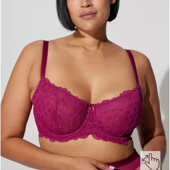 Torrid Curve Peackock Lace Bra Blaconette Sz 1 Underwire Beautiful Fuchsia - Picture 1 of 4